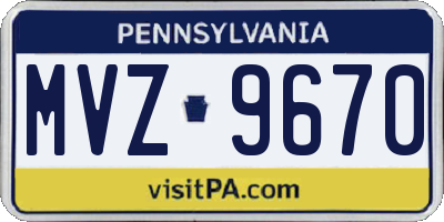 PA license plate MVZ9670
