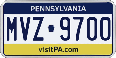 PA license plate MVZ9700