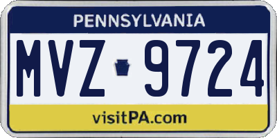 PA license plate MVZ9724
