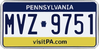 PA license plate MVZ9751