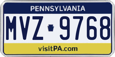 PA license plate MVZ9768