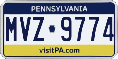 PA license plate MVZ9774