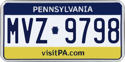 PA license plate MVZ9798