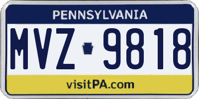 PA license plate MVZ9818