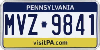 PA license plate MVZ9841