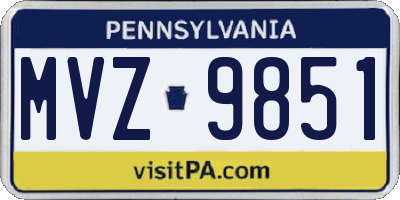 PA license plate MVZ9851