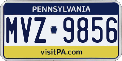 PA license plate MVZ9856
