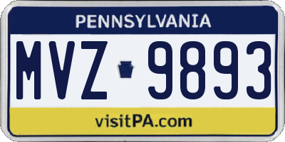PA license plate MVZ9893