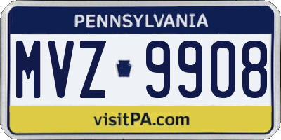 PA license plate MVZ9908