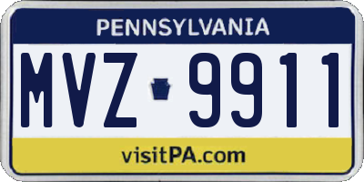 PA license plate MVZ9911