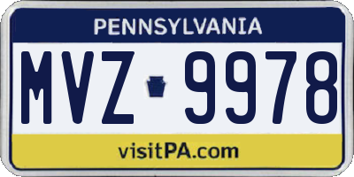 PA license plate MVZ9978