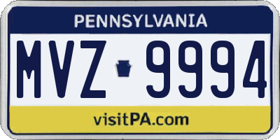 PA license plate MVZ9994