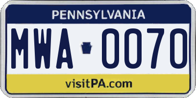 PA license plate MWA0070