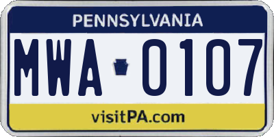PA license plate MWA0107