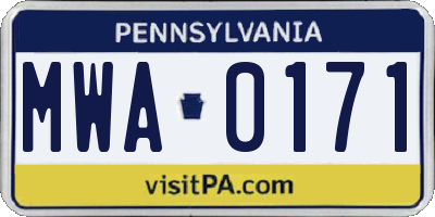 PA license plate MWA0171