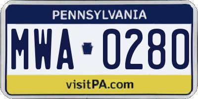 PA license plate MWA0280