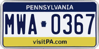 PA license plate MWA0367