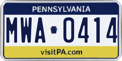 PA license plate MWA0414