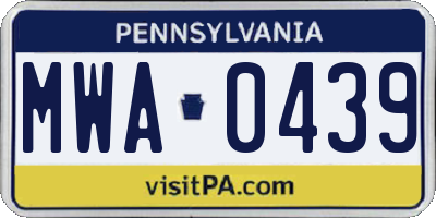 PA license plate MWA0439