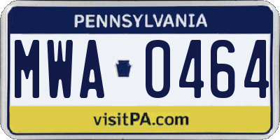 PA license plate MWA0464