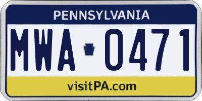 PA license plate MWA0471
