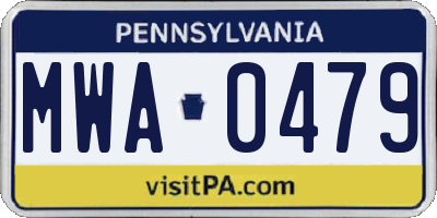 PA license plate MWA0479