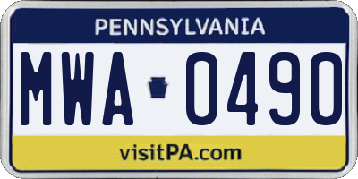 PA license plate MWA0490