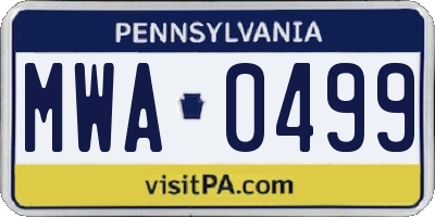 PA license plate MWA0499