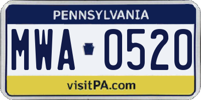 PA license plate MWA0520