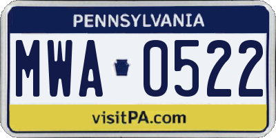 PA license plate MWA0522