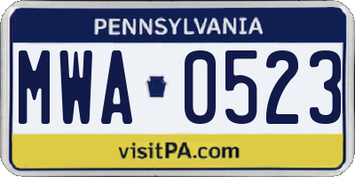 PA license plate MWA0523