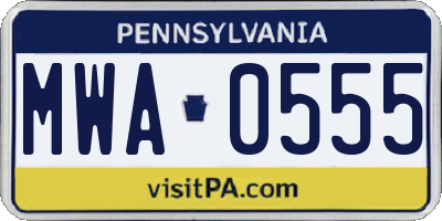 PA license plate MWA0555