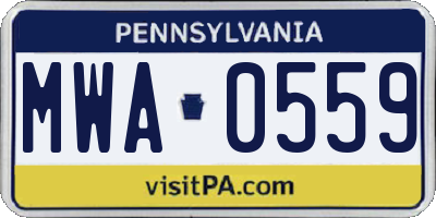 PA license plate MWA0559