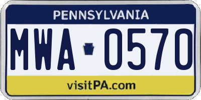 PA license plate MWA0570