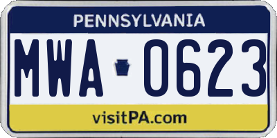 PA license plate MWA0623