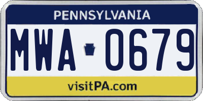 PA license plate MWA0679