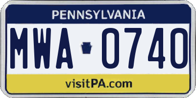 PA license plate MWA0740
