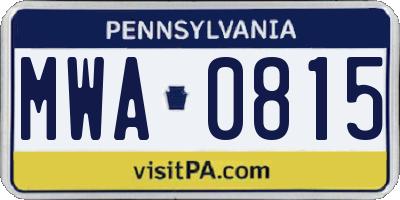 PA license plate MWA0815