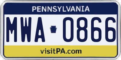 PA license plate MWA0866