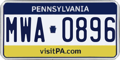 PA license plate MWA0896
