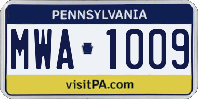 PA license plate MWA1009