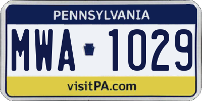PA license plate MWA1029