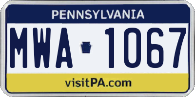 PA license plate MWA1067
