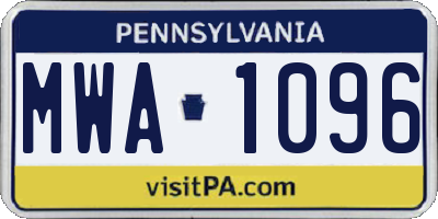 PA license plate MWA1096