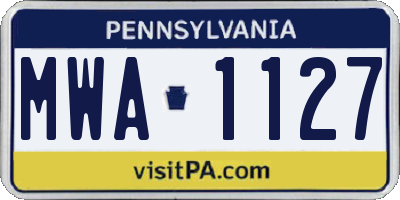 PA license plate MWA1127