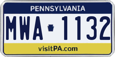 PA license plate MWA1132