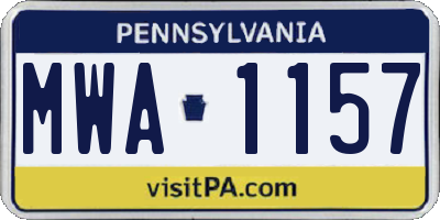 PA license plate MWA1157