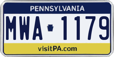PA license plate MWA1179