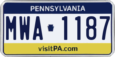 PA license plate MWA1187