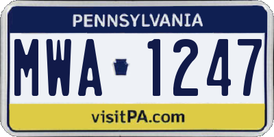 PA license plate MWA1247